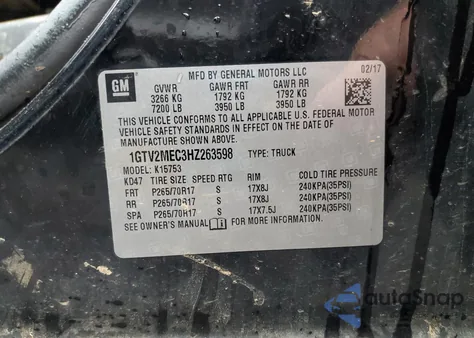 2017 GMC Sierra K1500 Sle from USA, damaged, VIN 1GTV2MEC3HZ263598